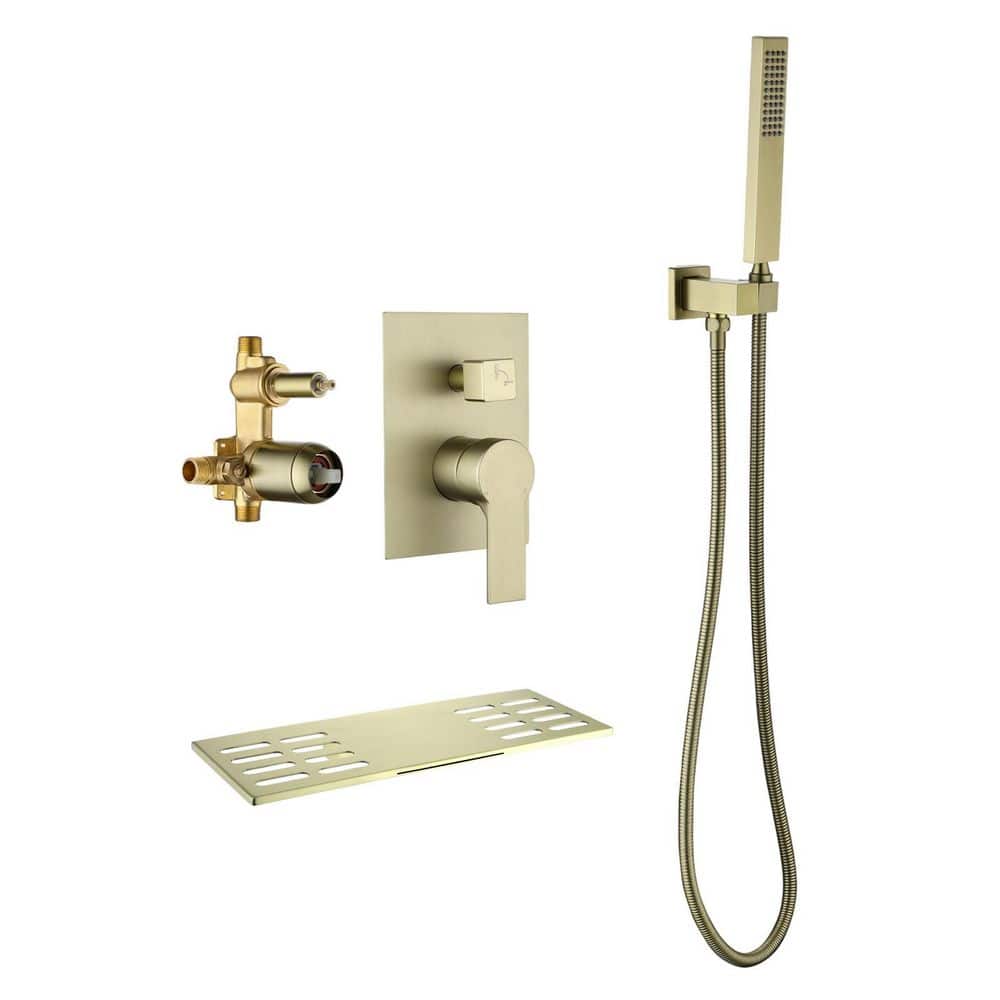 Single-Handle Wall-Mount Roman Tub Faucet 1.8 GPM with Handheld Shower Head in Gold price history on PriceWatchPro