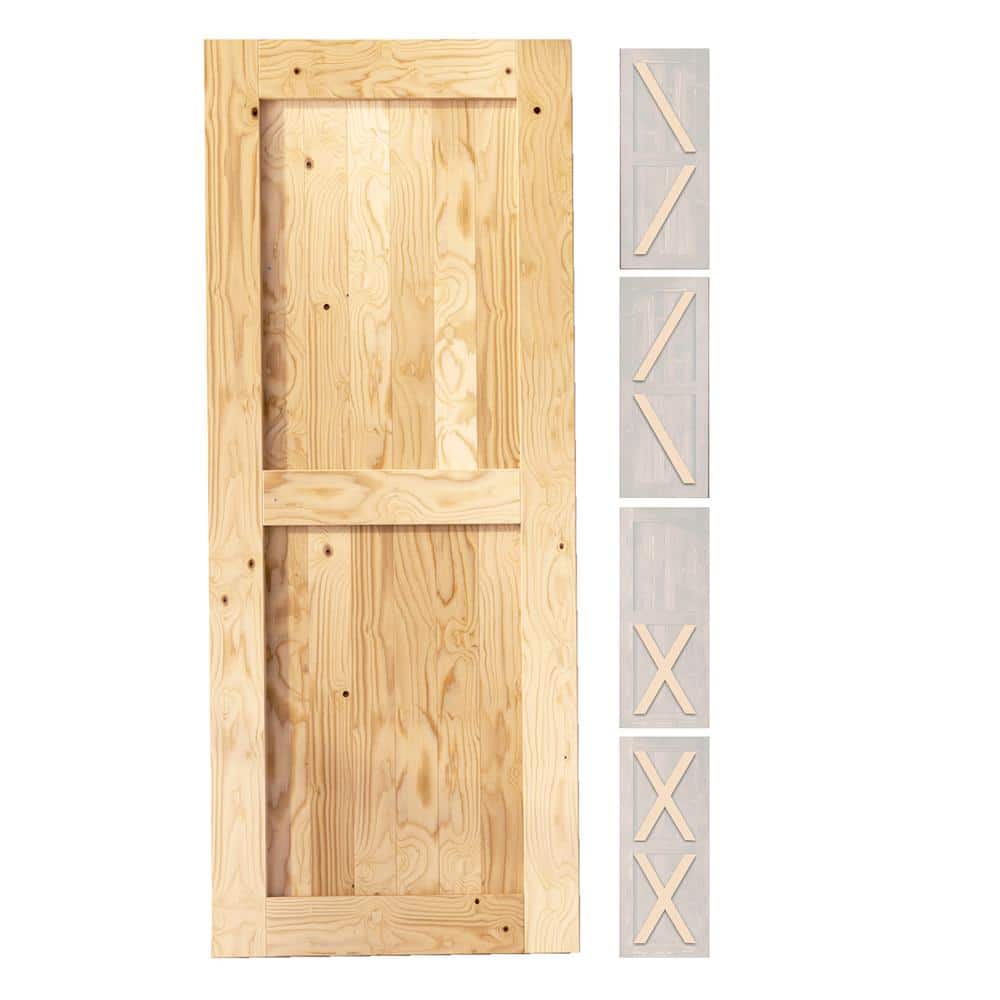 22" x 80" Unfinished Solid Pine Wood Sliding Barn Door