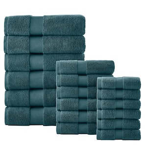 Ultra Plush Soft Cotton Charleston Teal 18-Piece Bath Towel Set
