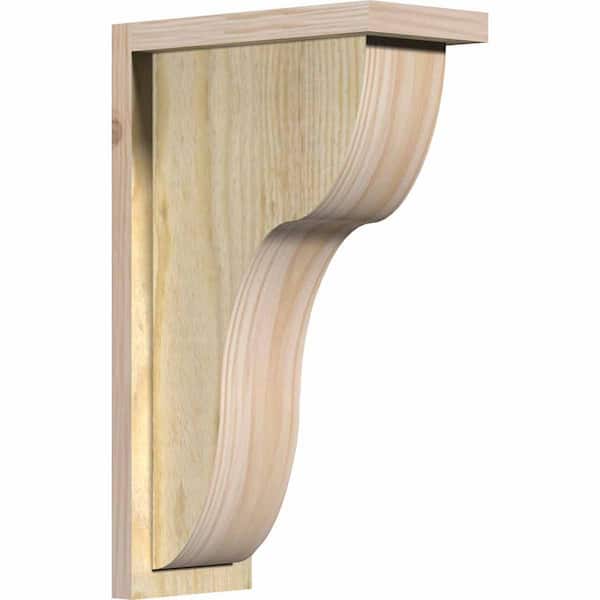 Ekena Millwork 6 in. x 12 in. x 20 in. Douglas Fir Carmel Rough Sawn Corbel with Backplate