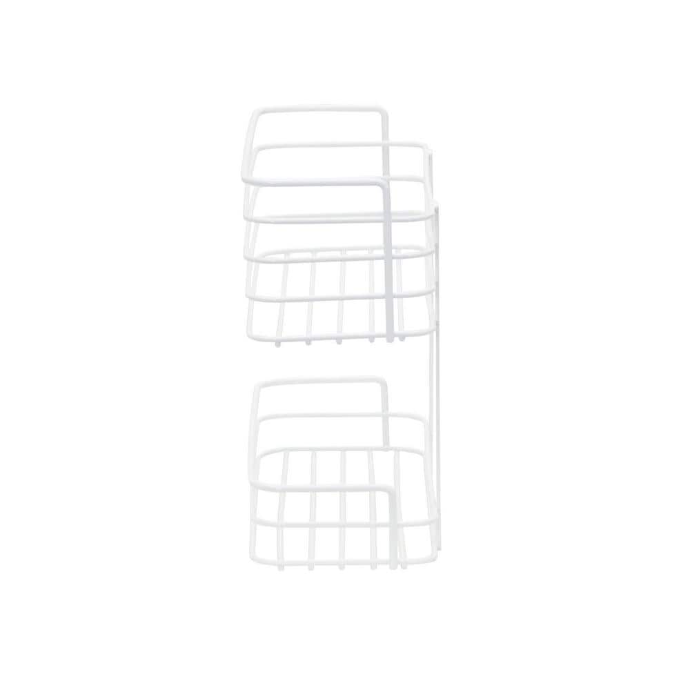 White 2-Tier Steel Wire Basket Door Mount Organizer