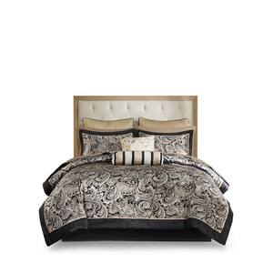 Whitman 12-Piece Black Polyester Jacquard Full Complete Bed in a Bag