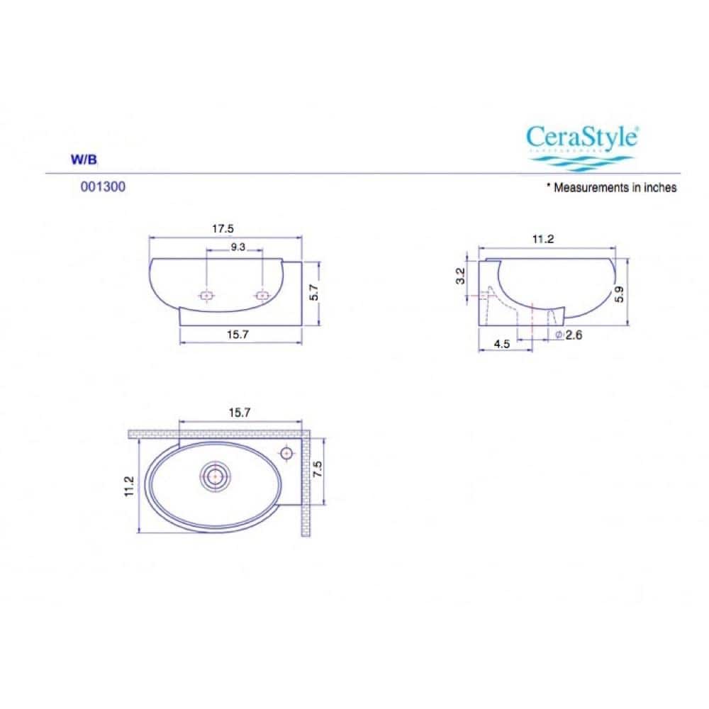 White Ceramic Wall-Mounted Corner Bathroom Sink with Overflow
