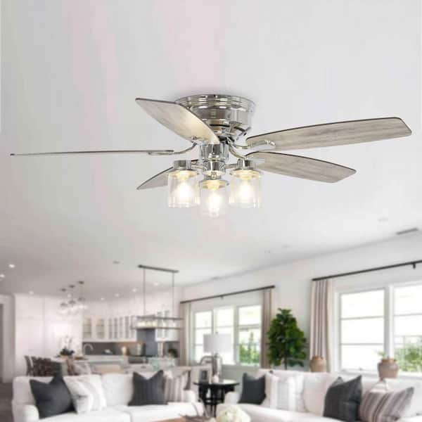 matrix decor 52 in. Indoor Silver Flushed Mounted Ceiling Fan with Light and Remote Control