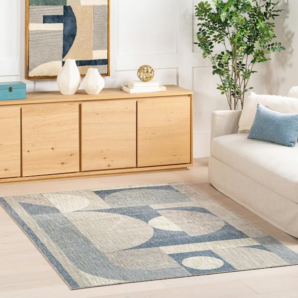 Beckett Blue 4 ft. x 6 ft. Modern Geometric Area Rug