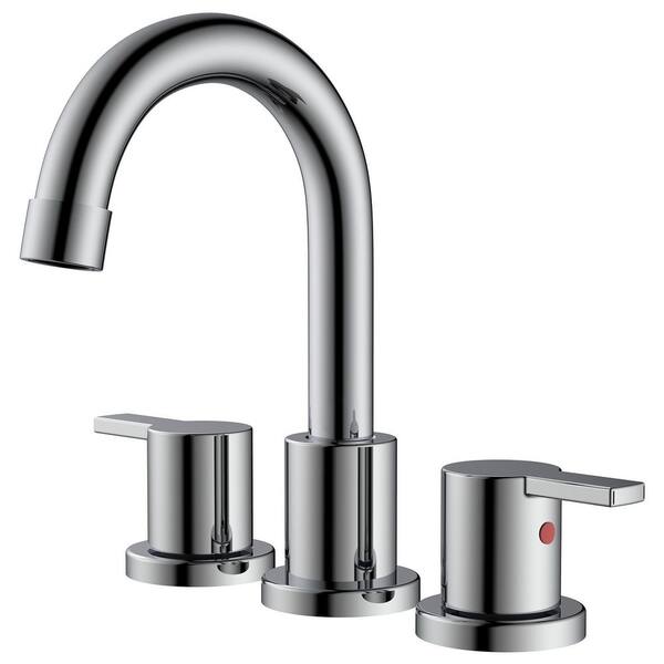 stufurhome Widespread Bathroom Faucet with Drain Kit Included in Chrome