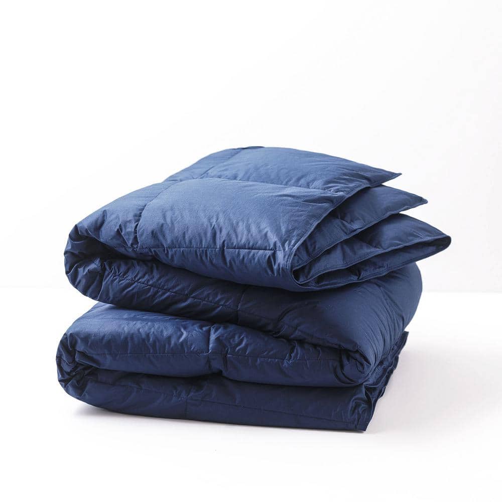 Twin Navy Organic Cotton Down Comforter