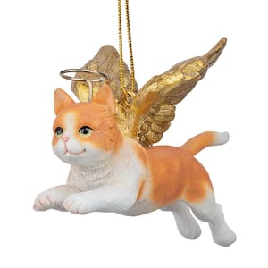 2.5 in. Honor the Feline Orange Tabby Holiday Cat Angel Ornament