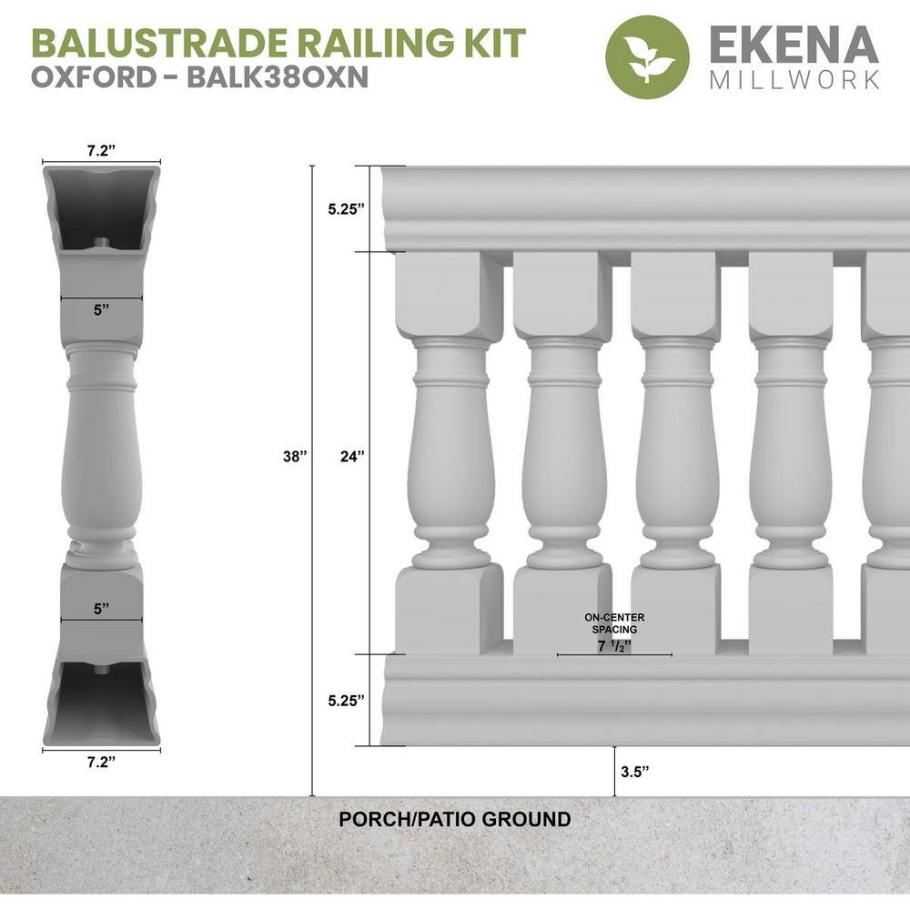 Oxford White Fiberglass and Polyurethane Deck Railing Kit, 24 in x 38 in