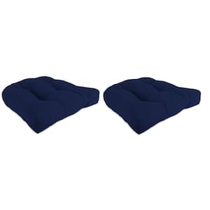 19 in. L x 19 in. W x 4 in. T Tufted Outdoor Wicker Seat Cushion in Canvas Navy (2-Pack)