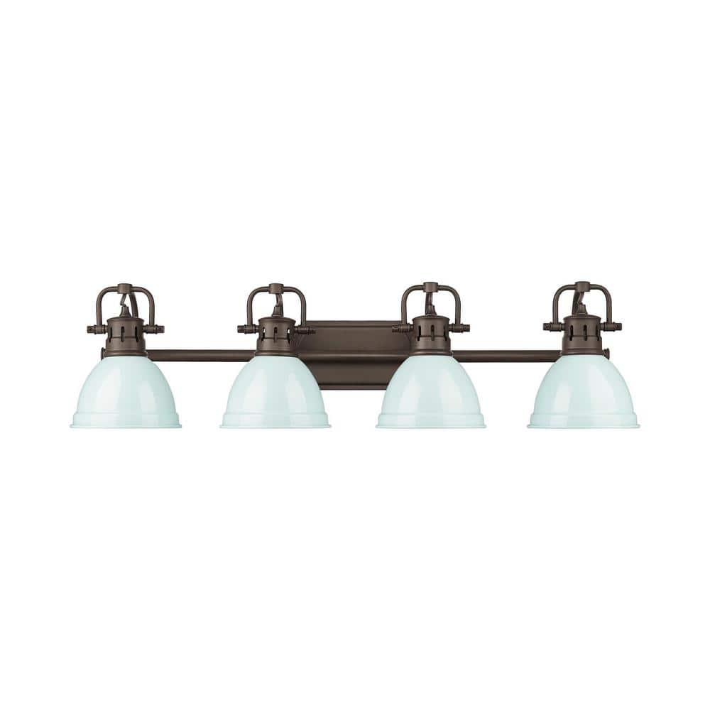 Duncan 8.25 in. 4-Light Rubbed Bronze Vanity Light with Green Shade price history on PriceWatchPro