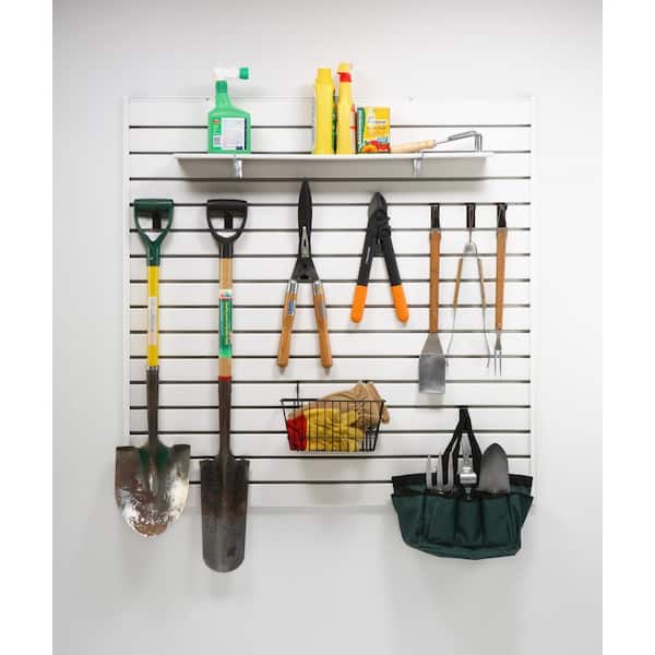 4 ft. x 4 ft. or 8 ft. x 2 ft. White Plastic Slat Wall Kit