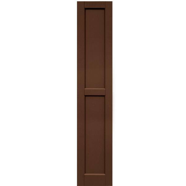 Winworks Wood Composite 12 in. x 63 in. Contemporary Flat Panel Shutters Pair #635 Federal Brown