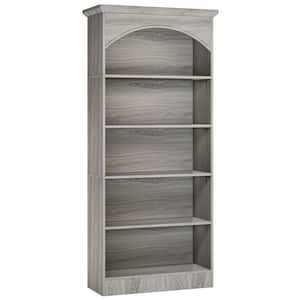Eulas 70.9 in. Tall Gray Engineered Wood 5-Shelf Vintage Bookcase Bookshelf
