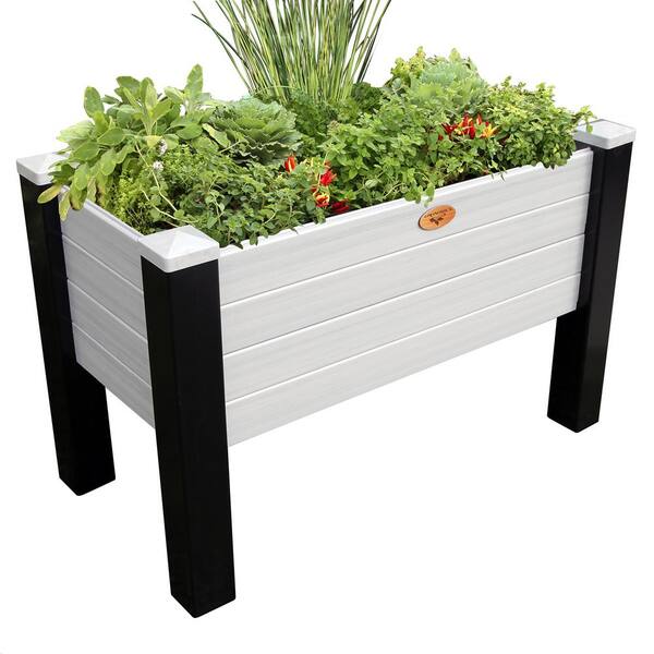Gronomics 24 in. x 48 in. x 32 in. Maintenance Free Black and Gray Raised Garden Bed