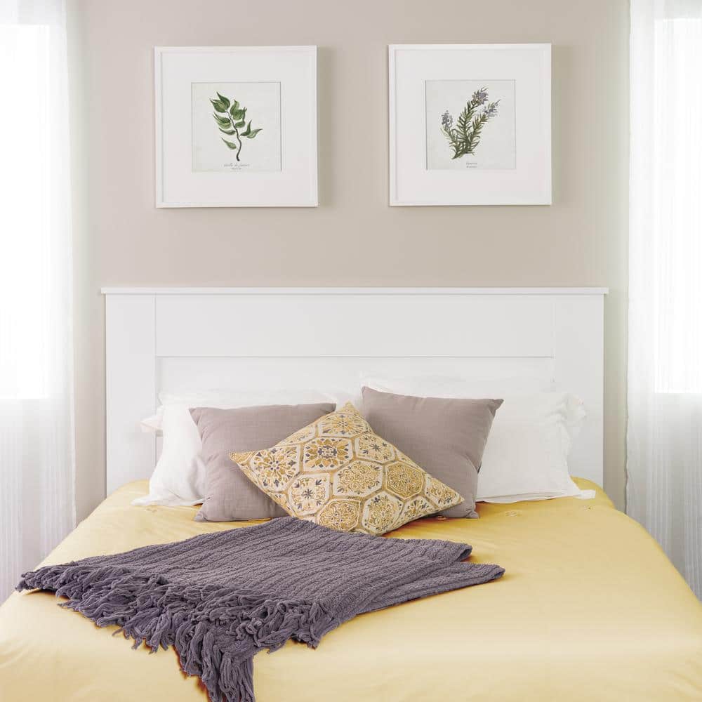 White Queen Wood Flat Panel Headboard with Storage
