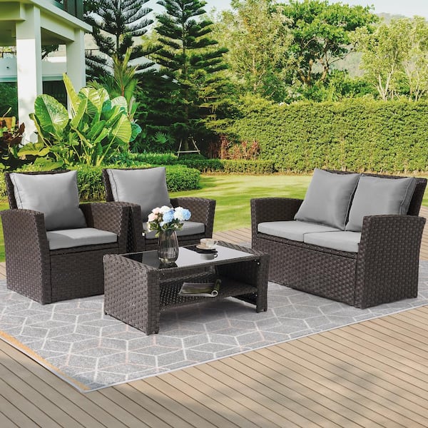 sun joe 5 piece rattan style patio set