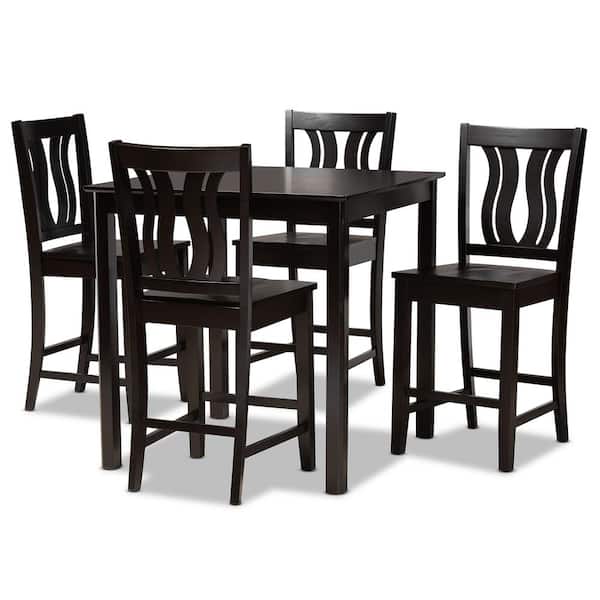 Baxton Studio Fenton 5-Piece Dark Brown Pub Set