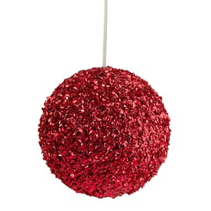 6 in. Red Glitter Christmas Ball Ornament