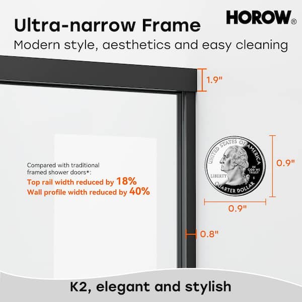 56 in. - 60 in. W x 76 in. H Double Sliding Framed Bypass Shower Door in Matte Black with 5/16 in. Cleancoat Glass