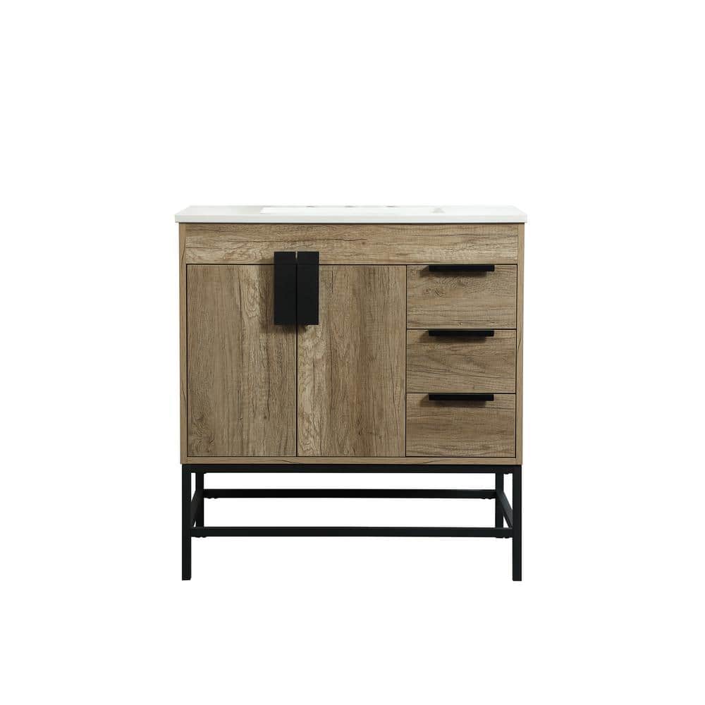 Timeless Home 32 in. W x 22 in. D x 33.5 in. H Bath Vanity in Natural Oak w