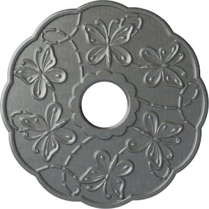 1 in. x 17-7/8 in. x 17-7/8 in. Polyurethane Terrones Butterfly Ceiling Medallion, Platinum