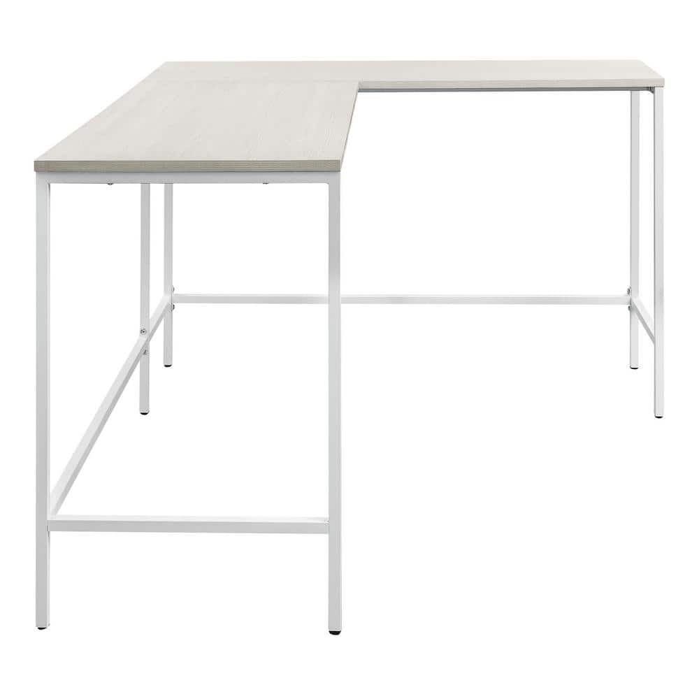 Contempo White Oak Adjustable L-Shaped Desk with Filing Drawer