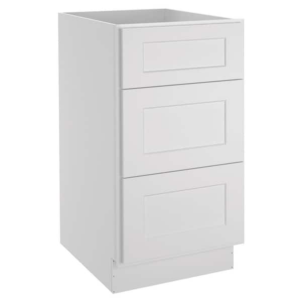 HOMEIBRO 18 in. W x 24 in. D x 34.5 in. H in Shaker Dove Plywood Ready to Assemble Floor Base Kitchen Cabinet with 3 Drawers