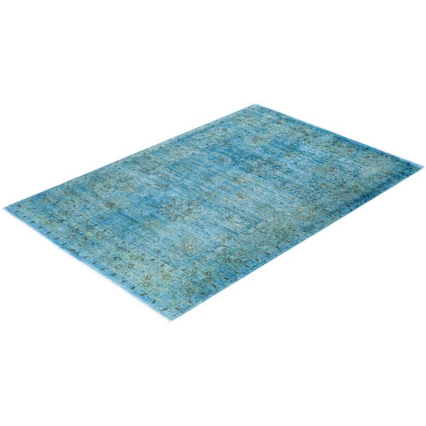 Vibrance Blue 4 ft. x 6 ft. Solid Wool Indoor Area Rug