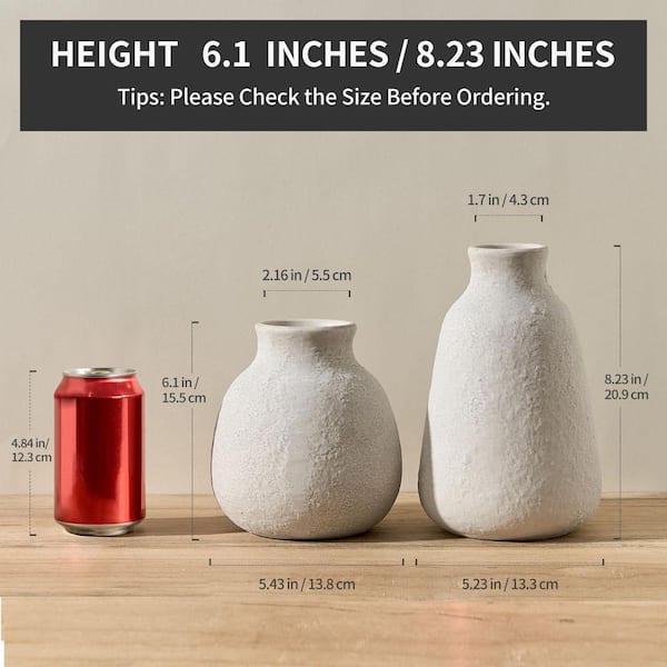 8.23 in. Vintage Farmhouse Series Off White Terracotta Cylinder