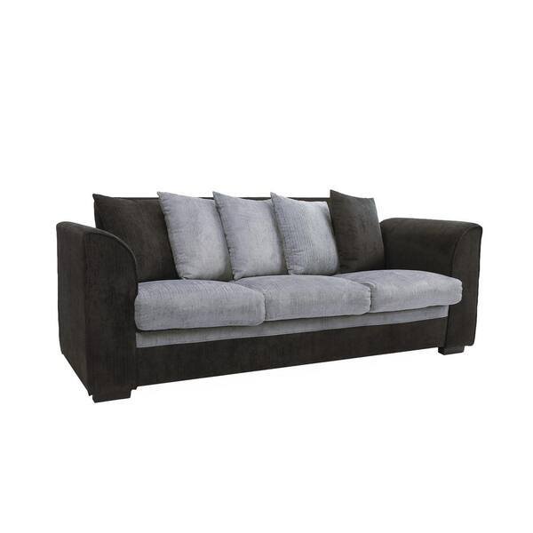 black loveseat with ottoman