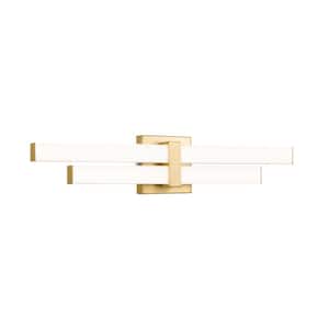 Zane 25 in. 2-Light Modern Gold Integrated LED Vanity Light with Frosted Plastic Shade