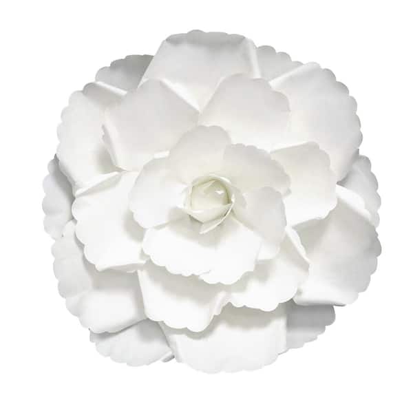 LIVING LUXURY 20 in. Large White Artificial Paper Rose Flower Wall Decor Backdrop (Set of 3)