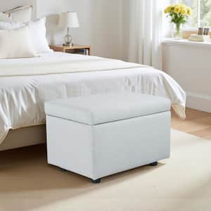 Light Gray Fabric Rectangle Accent Medium Ottoman Footstool with Hide Storage and Flip Top for Living Room Bedroom