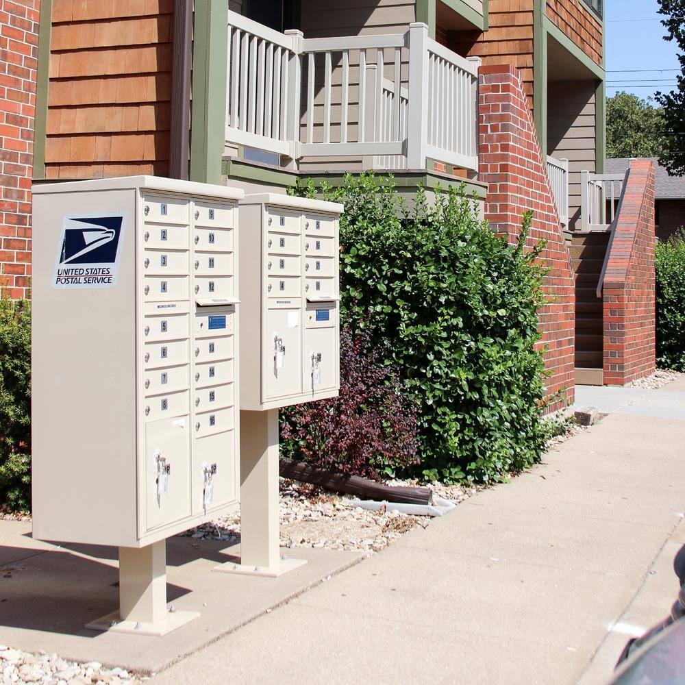 Sandstone Steel Pedestal Cluster Mailbox with Lockable Compartments