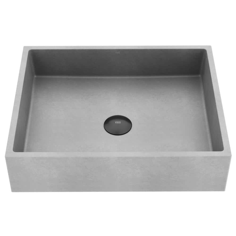 Eco-Friendly Gray Concrete Rectangular Vessel Bathroom Sink