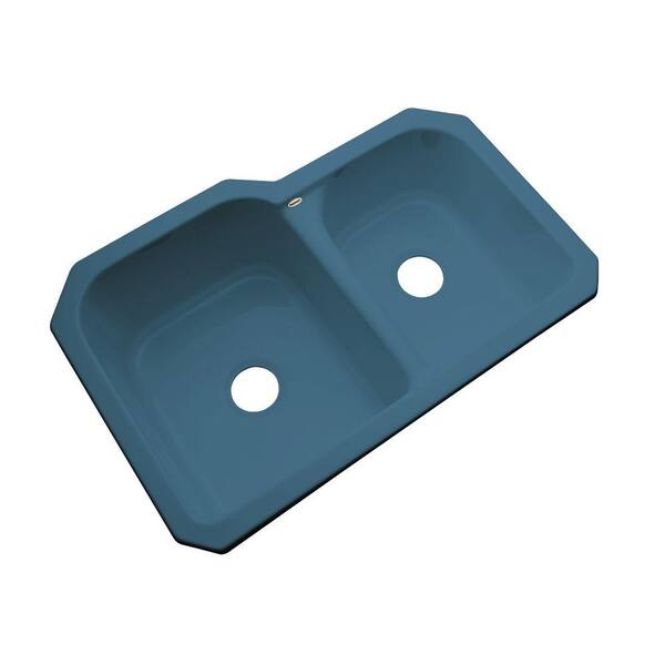 Thermocast Cambridge Undermount Acrylic 33 in. 0-Hole Double Basin in Rhapsody Blue