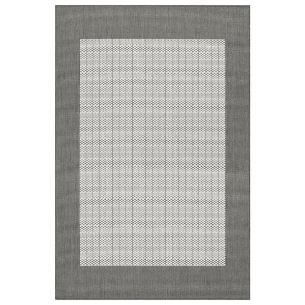 Couristan Recife Checkered Field Grey-White 4 ft. x 5 ft. Indoor/Outdoor Area Rug