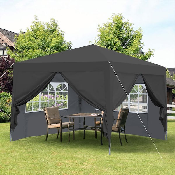 ITOPFOX 10 ft. x 10 ft. Black Outdoor Pop Up Gazebo Canopy