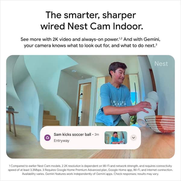 Google Nest Indoor Smart Security Camera (Wired, 3rd Gen) - Hazel