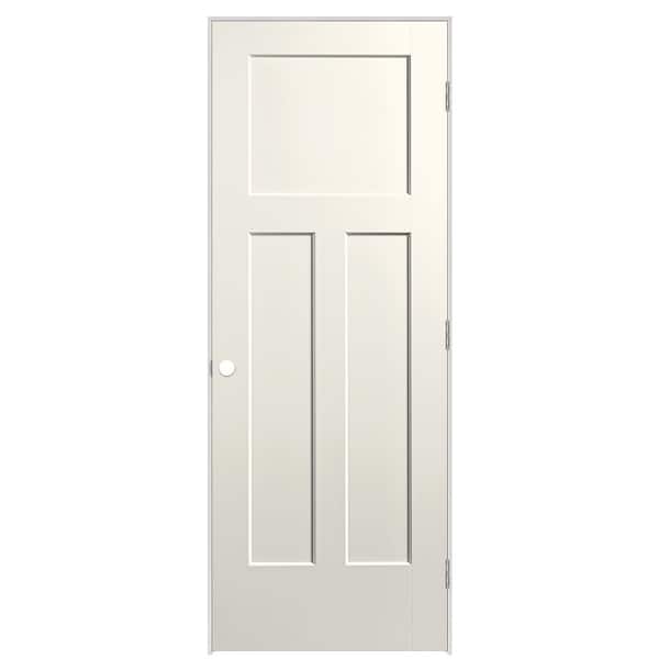 Masonite 30 in. x 80 in. 3-Panel Winslow Left-Hand Solid Core Ivory Keys Molded Composite Single Prehung Interior Door
