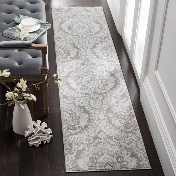 Princeton Gray/Beige 2 ft. x 8 ft. Floral Geometric Runner Rug