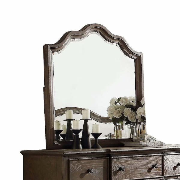 Acme Furniture Baudouin 2 in. x 40 in. Modern Irregular Framed Weathered Oak Decorative Mirror