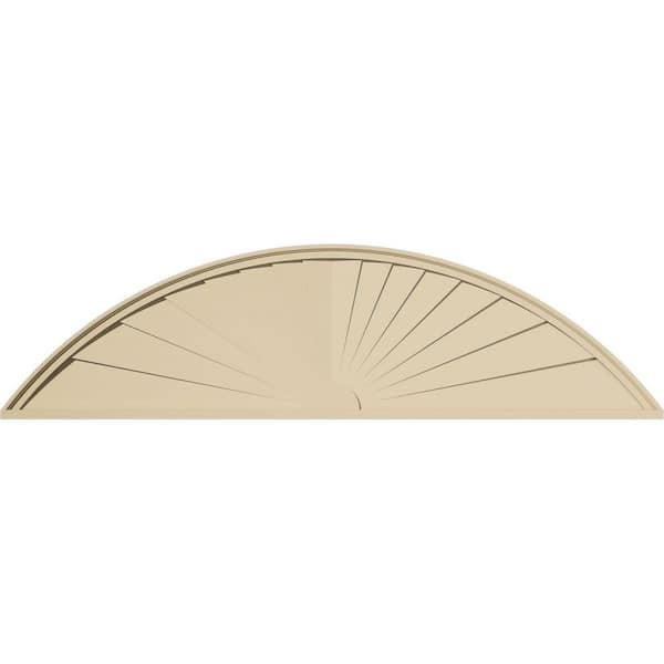 74-in. W x 19-1/2-in. H x 2-in. P Segment Arch Sunburst Signature Urethane Pediment, Primed Tan