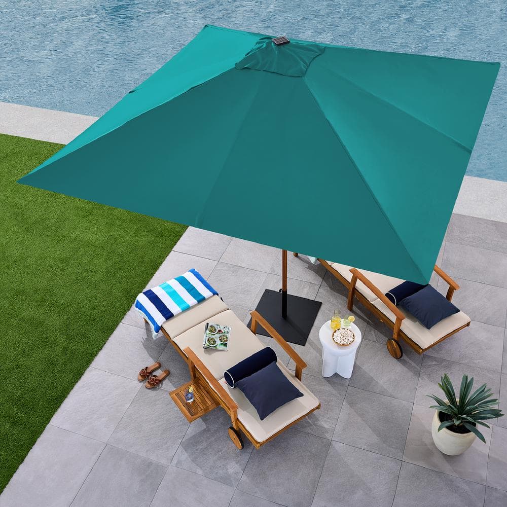 Cerulean Square Solar LED Lighted Patio Umbrella with Metal Pole