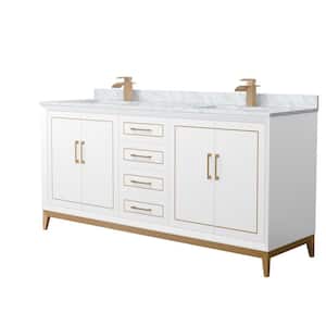 Marlena 72 in. W x 22 in. D x 35.25 in. H Double Bath Vanity in White with White Carrara Marble Top