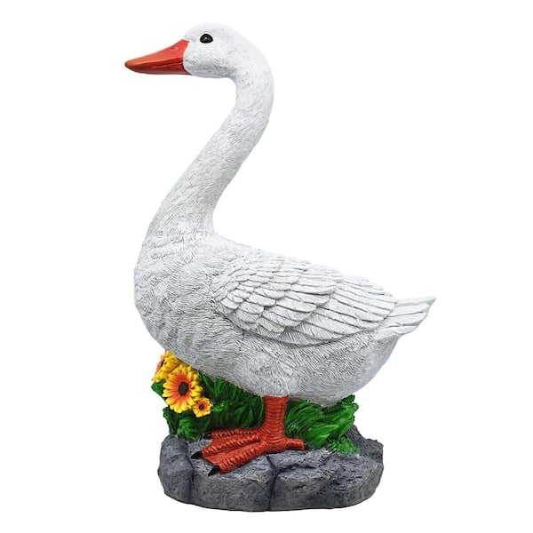 Porch Goose Statue Cygnus, Big Resin Garden Lawn Yard, Sculpture, 20 in. High Figurine, Duck, Indoor and Outdoor