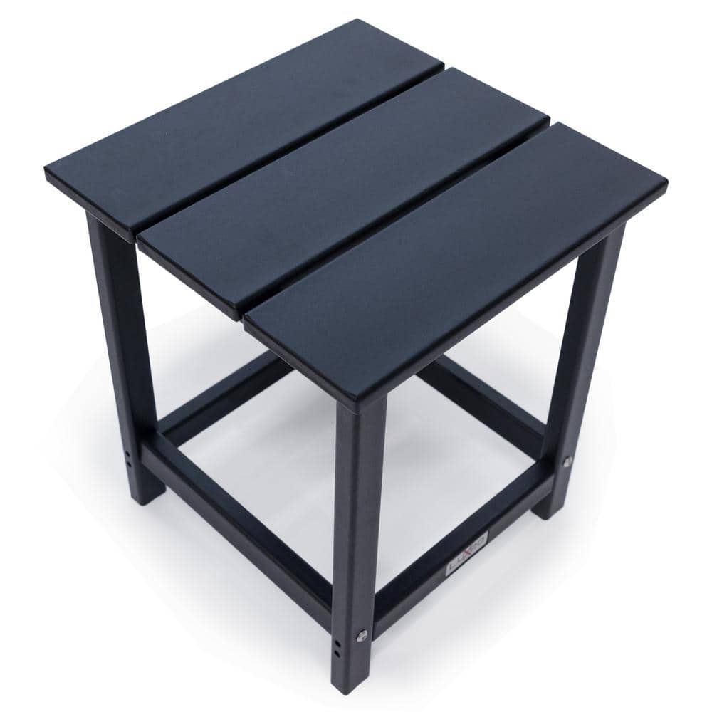 Arcadia Black HDPE 3-Piece Outdoor Adirondack Chair and Table Set