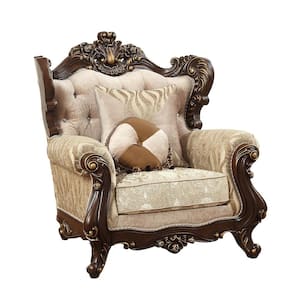 Shalisa Fabric and Walnut Fabric Arm Chair Set of 2