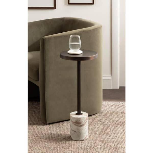 Hescott 10 in. Brown/Bronze Round Metal End Table